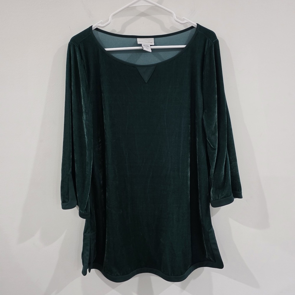 Soft Surroundings Womens Green Velvet Tunic Top Size Small Regency Glam